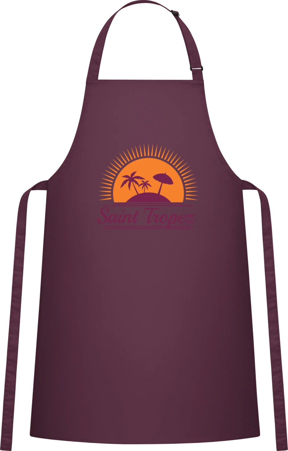 Saint Tropez - Aubergine Cotton Bib Apron - Front