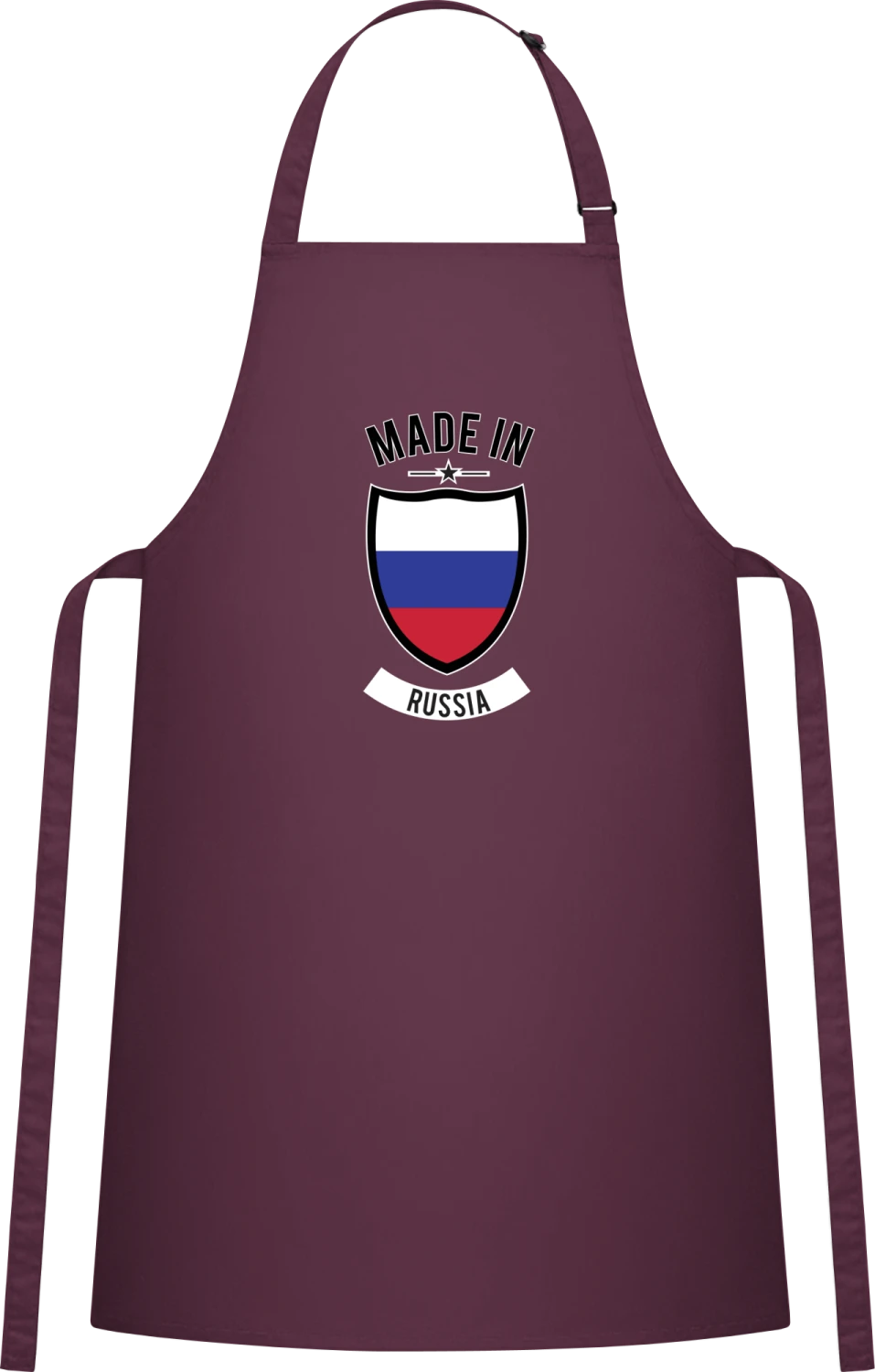 Made in Russia - Aubergine Cotton Bib Apron - Front