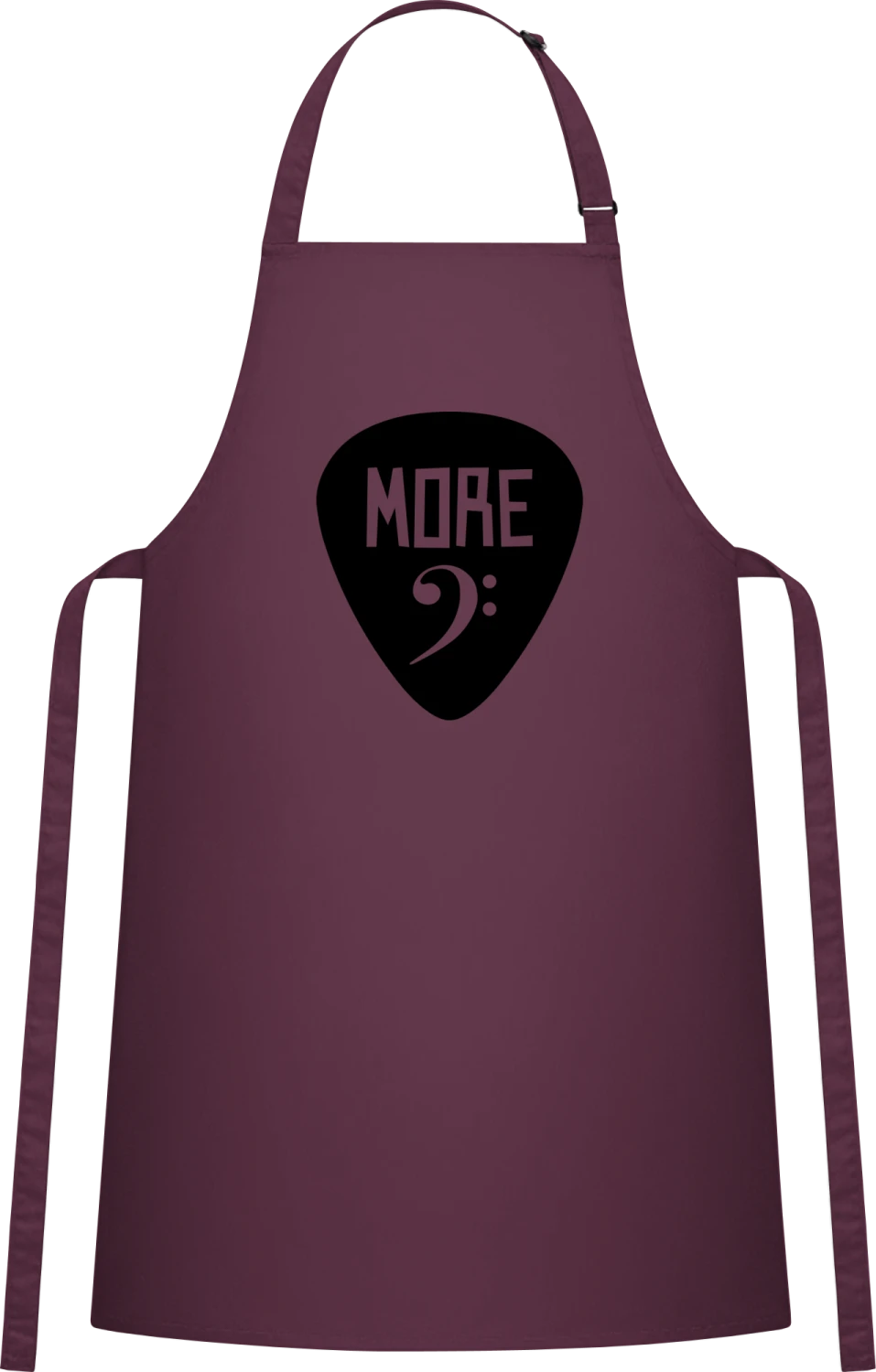 More Bass - Aubergine Cotton Bib Apron - Front