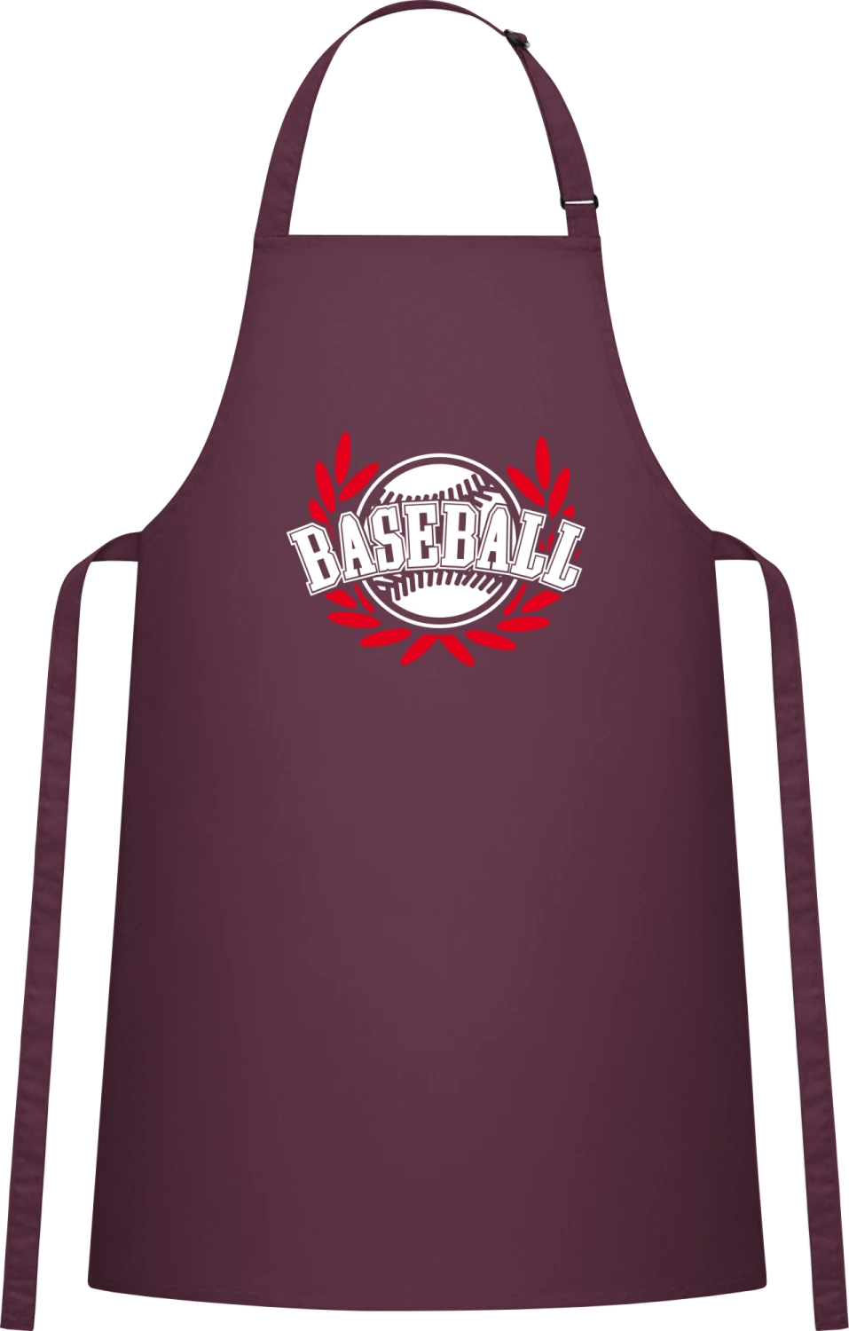 Baseball - Aubergine Cotton Bib Apron - Front