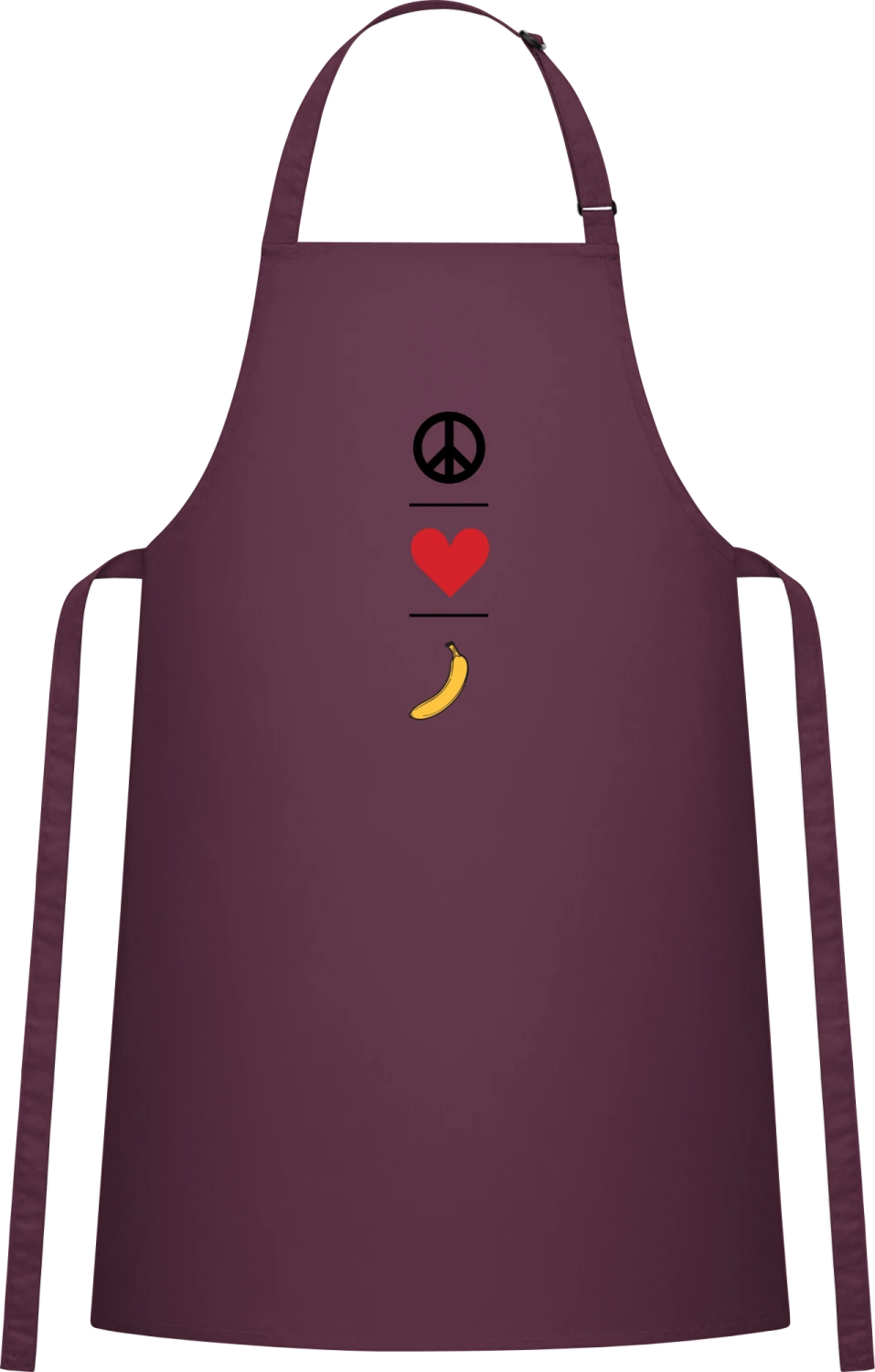 Peace Love Banana - Aubergine Cotton Bib Apron - Front