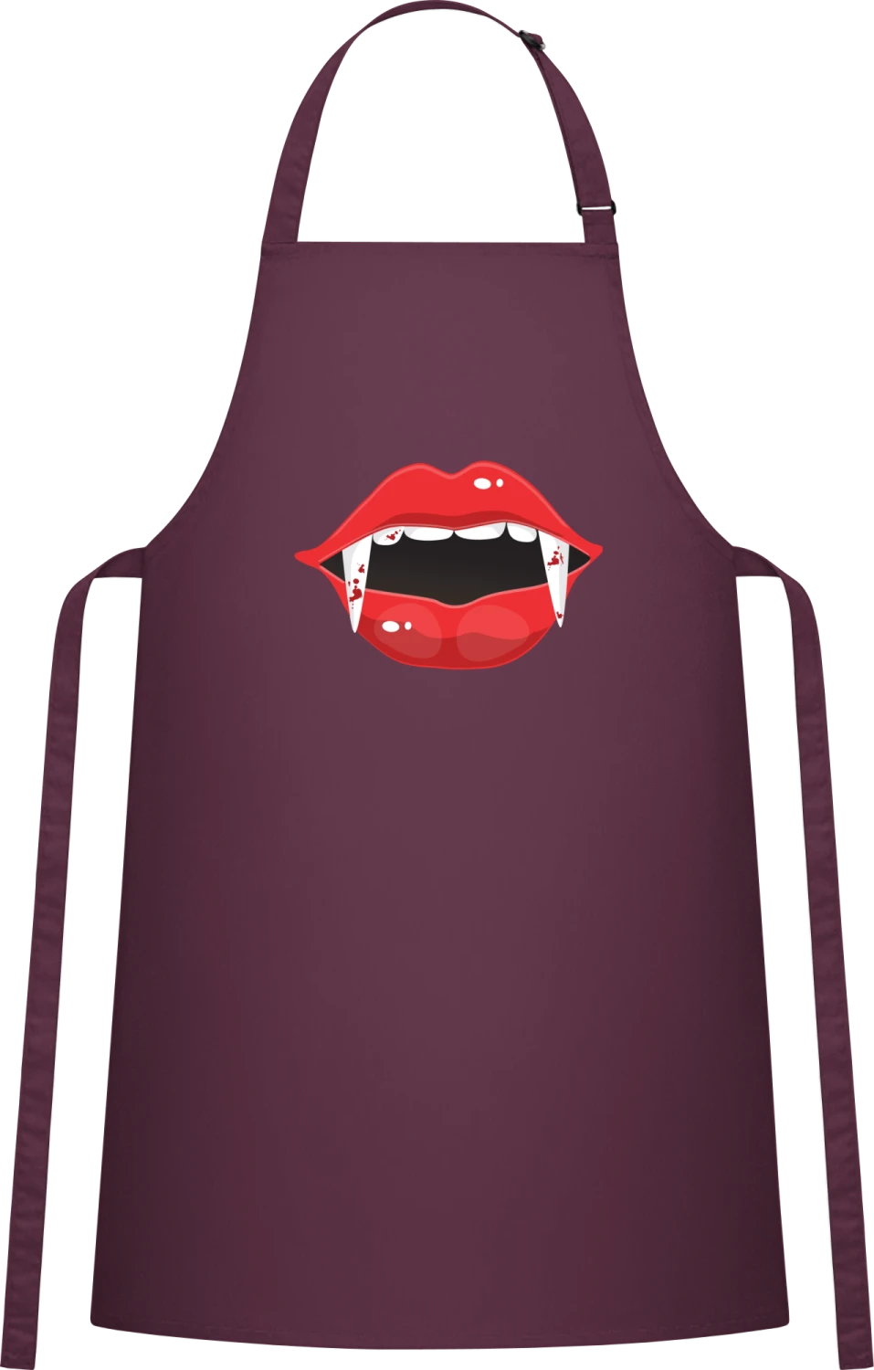 Hot Vampire Lips - Aubergine Cotton Bib Apron - Front