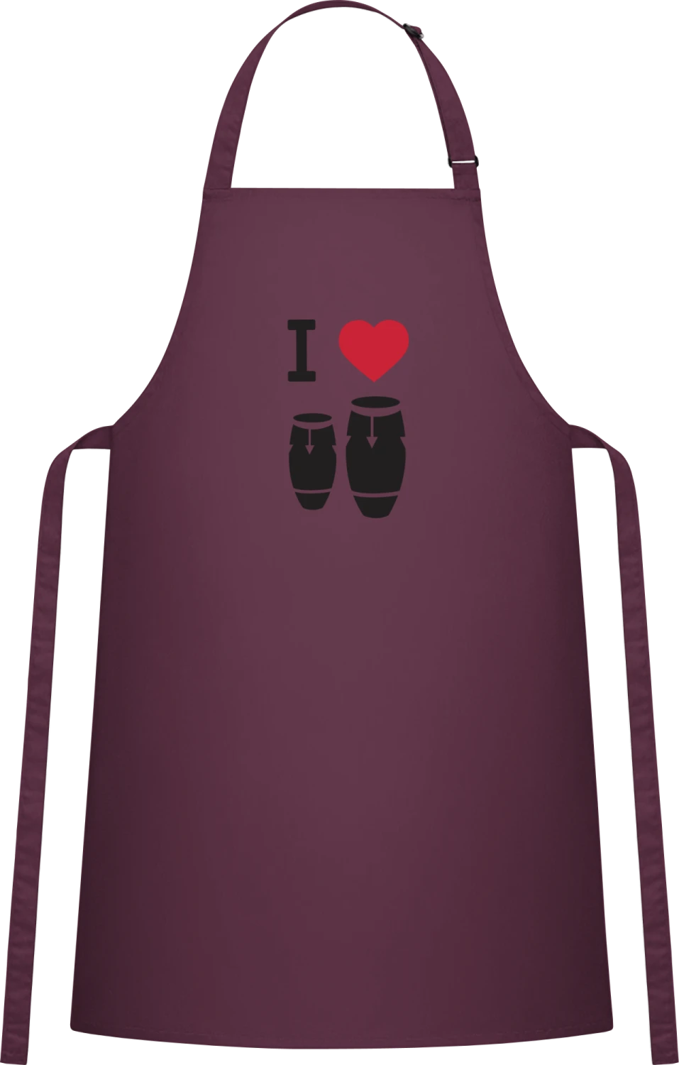 I Heart Percussion - Aubergine Cotton Bib Apron - Front