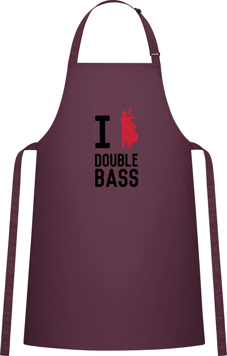 I Love Double Bass - Aubergine Cotton Bib Apron - Front