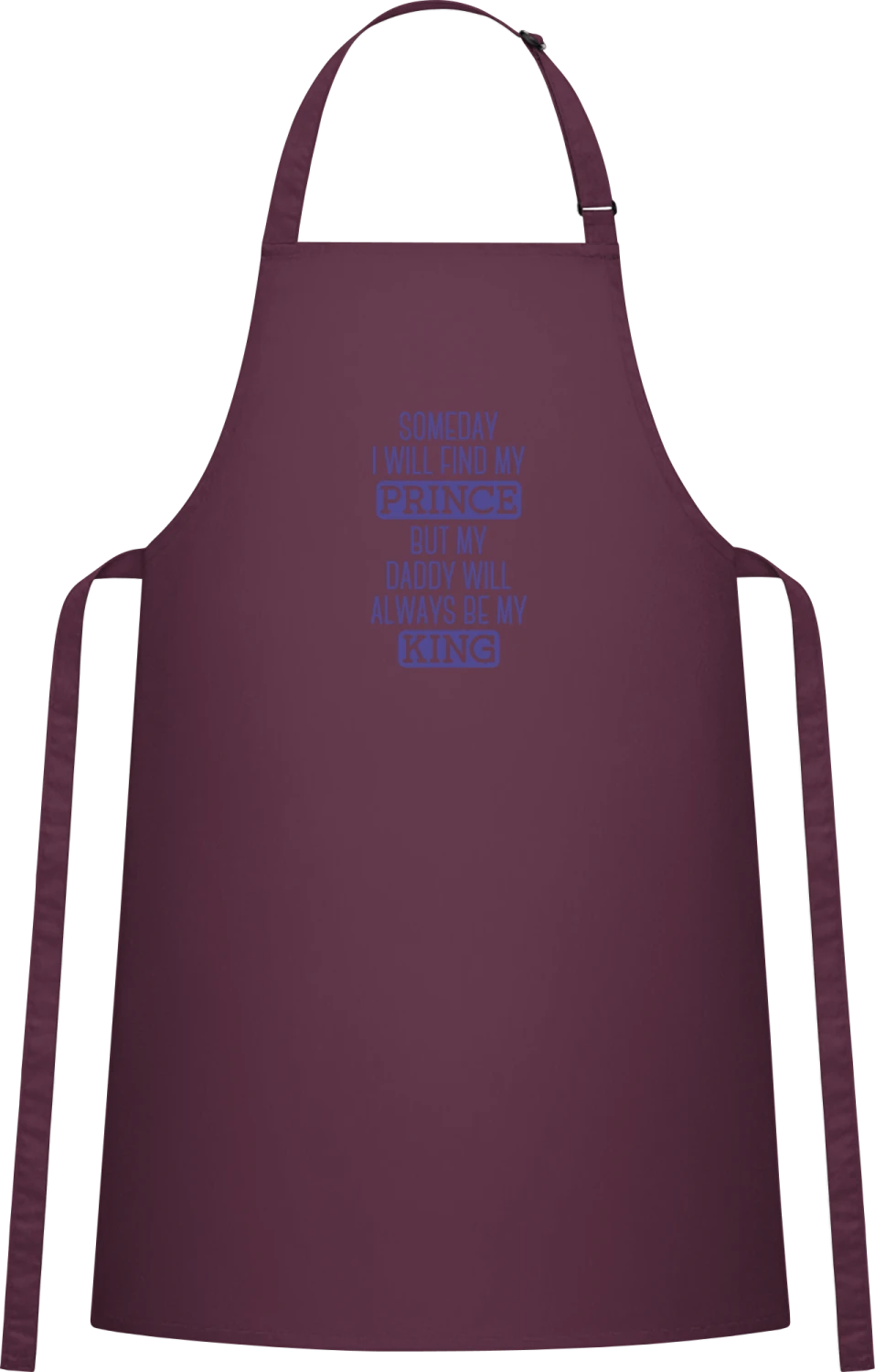 Someday I Will Find My Prince - Aubergine Cotton Bib Apron - Front