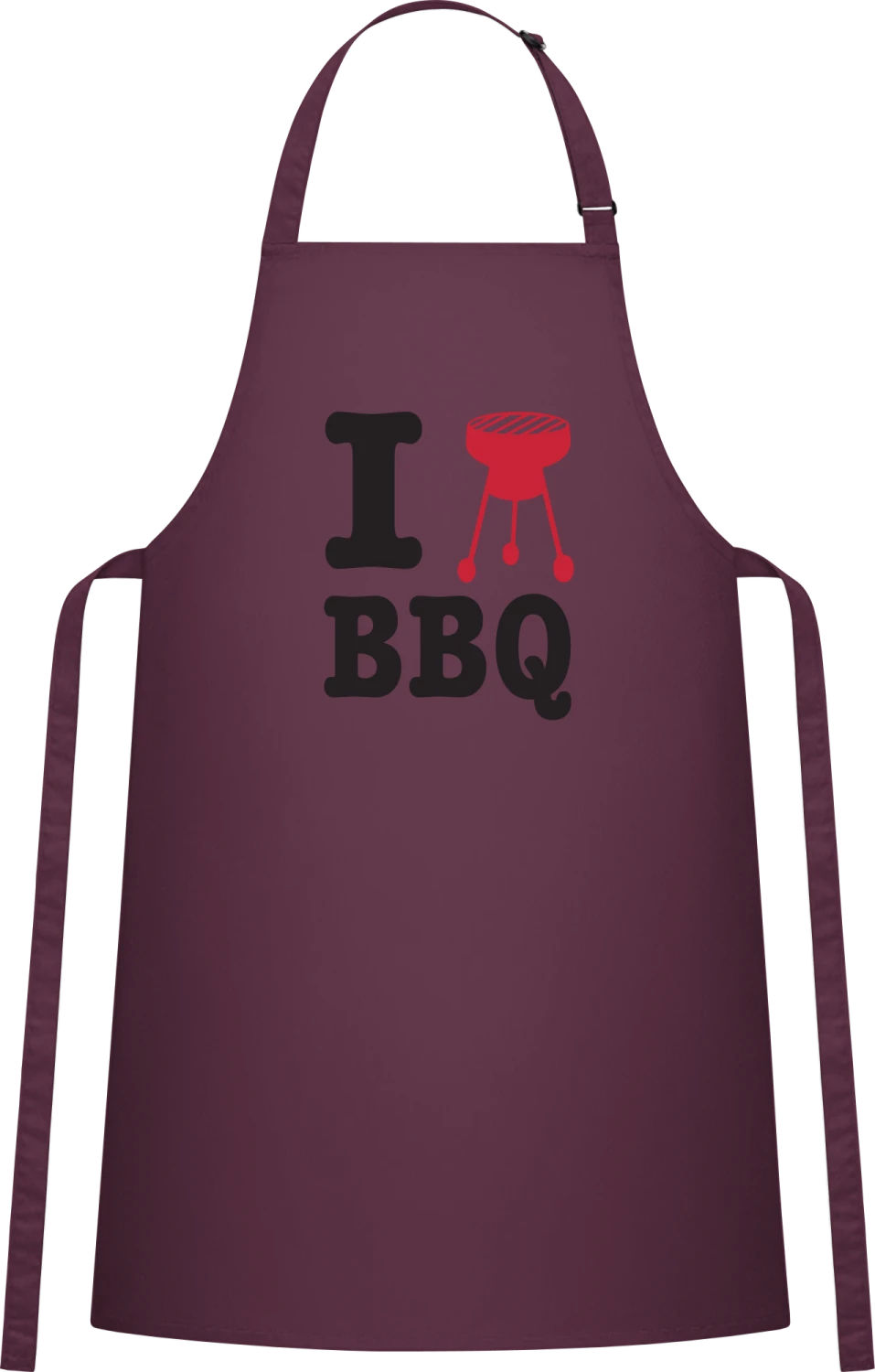 I Heart BBQ - Aubergine Cotton Bib Apron - Front