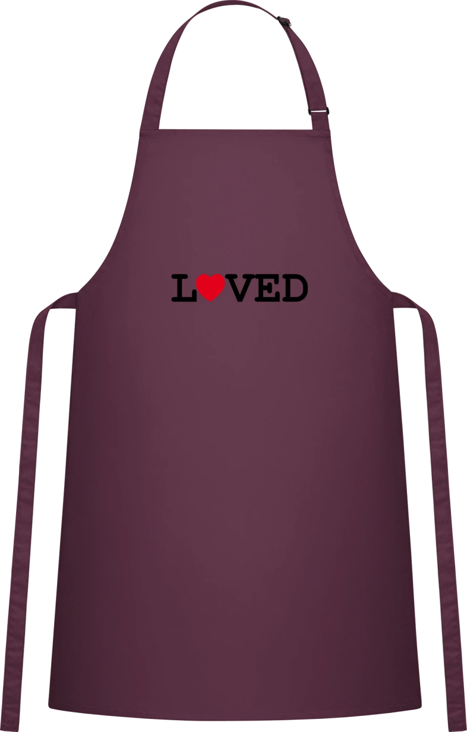 Loved - Aubergine Cotton Bib Apron - Front