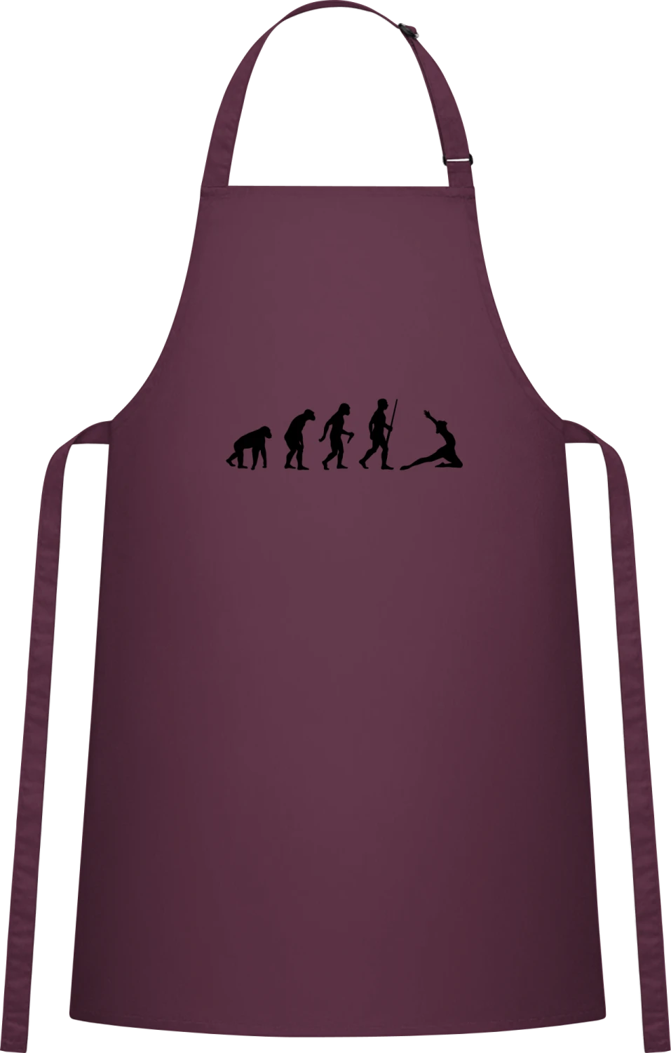 Gymnastics Dancer Evolution - Aubergine Cotton Bib Apron - Front