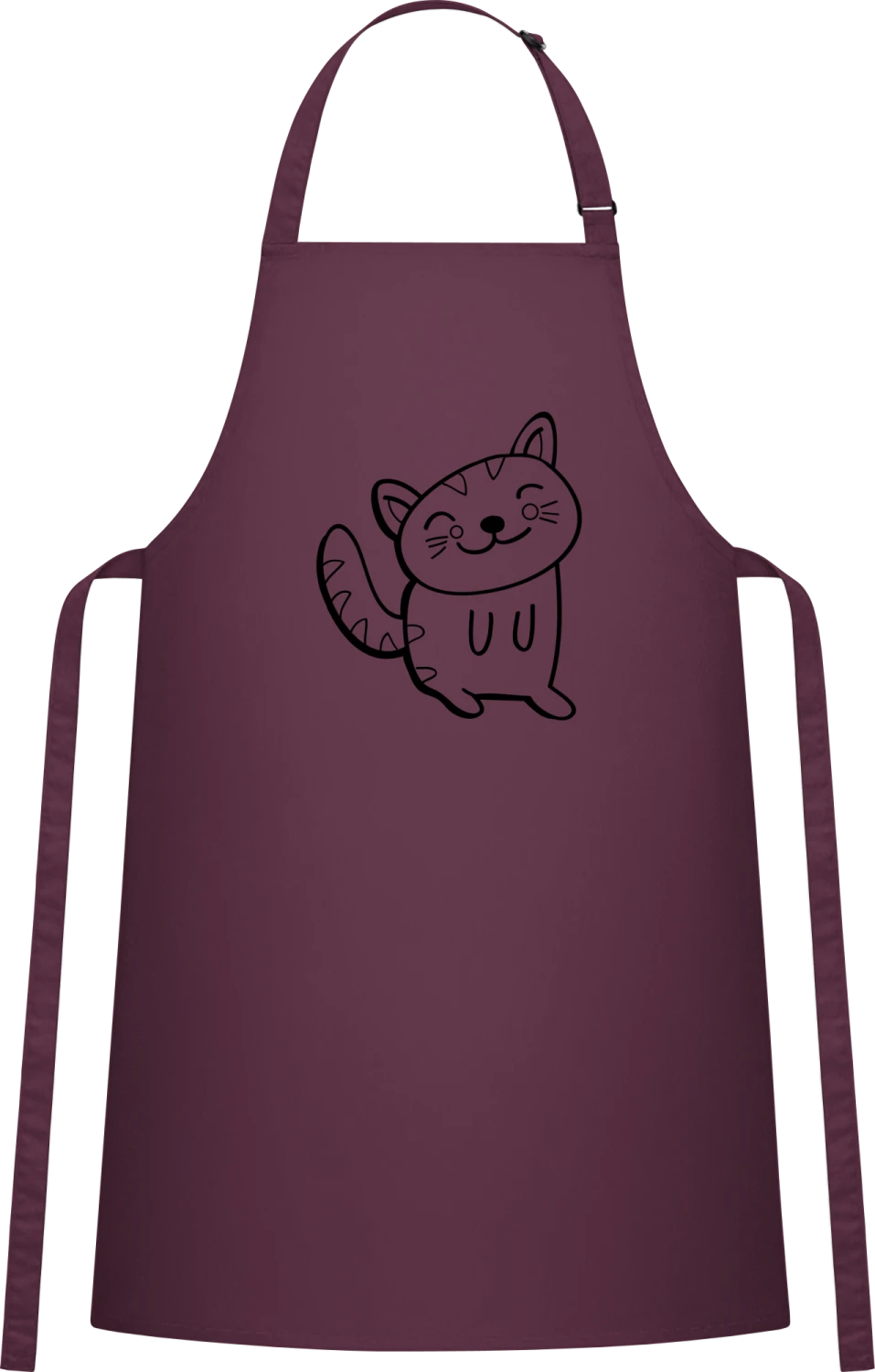 Cute Cat - Aubergine Cotton Bib Apron - Front