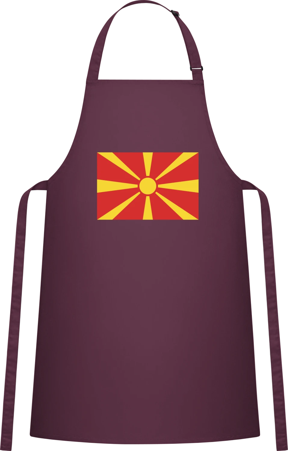 Macedonia Flag - Aubergine Cotton Bib Apron - Front