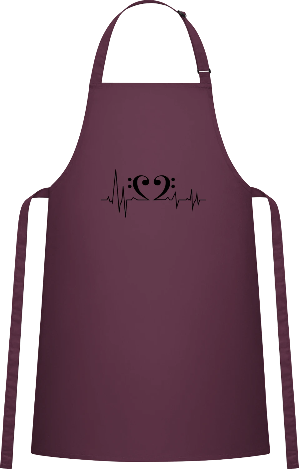 Bass Heart Frequence - Aubergine Cotton Bib Apron - Front