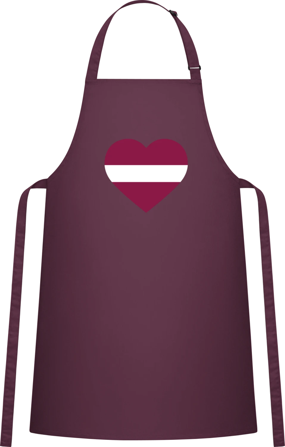 Latvia Heart Flag - Aubergine Cotton Bib Apron - Front