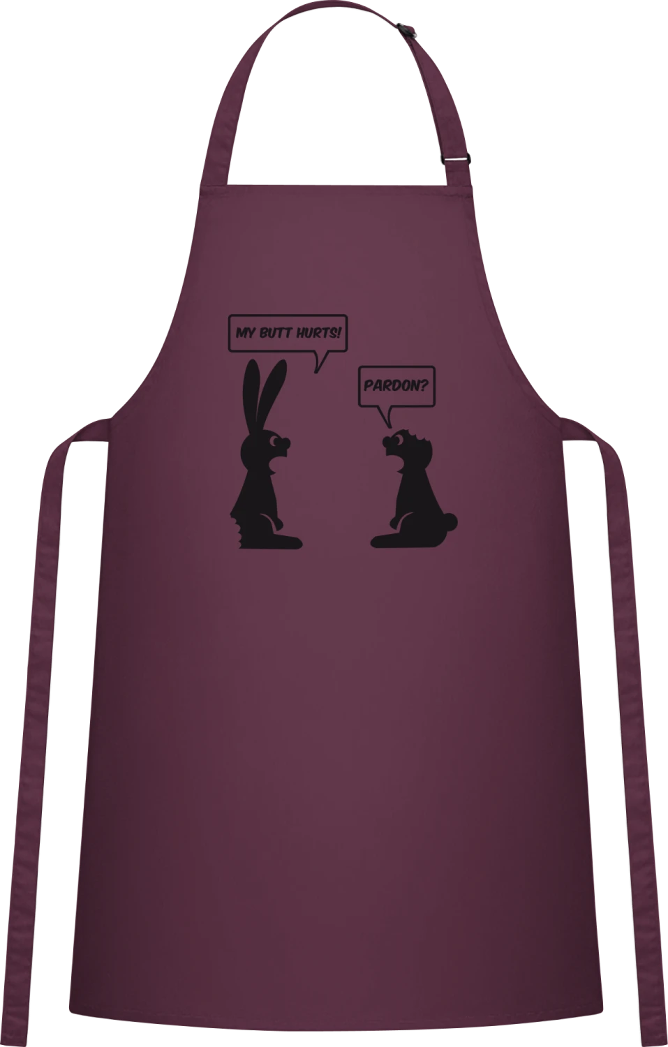 My Butt Hurts - Aubergine Cotton Bib Apron - Front