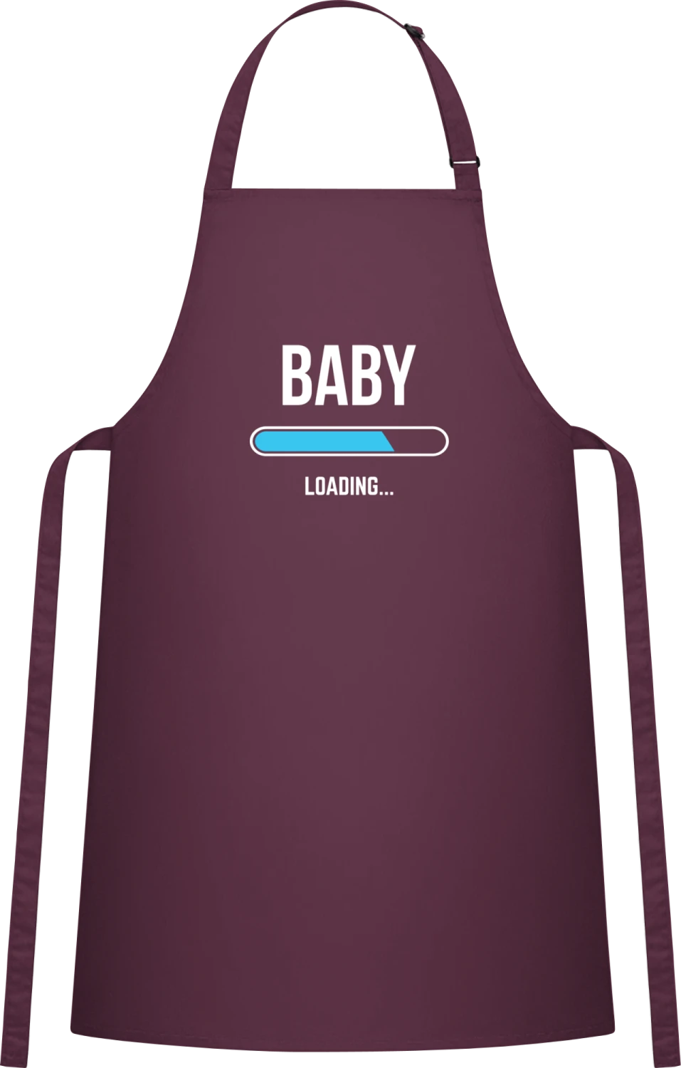 Baby Loading Blue - Aubergine Cotton Bib Apron - Front