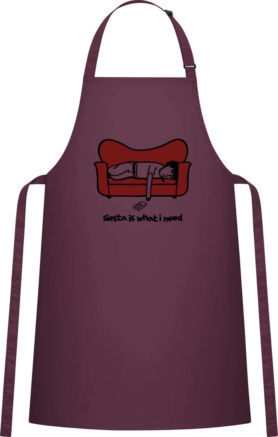 Siesta Is What I Need - Aubergine Cotton Bib Apron - Front