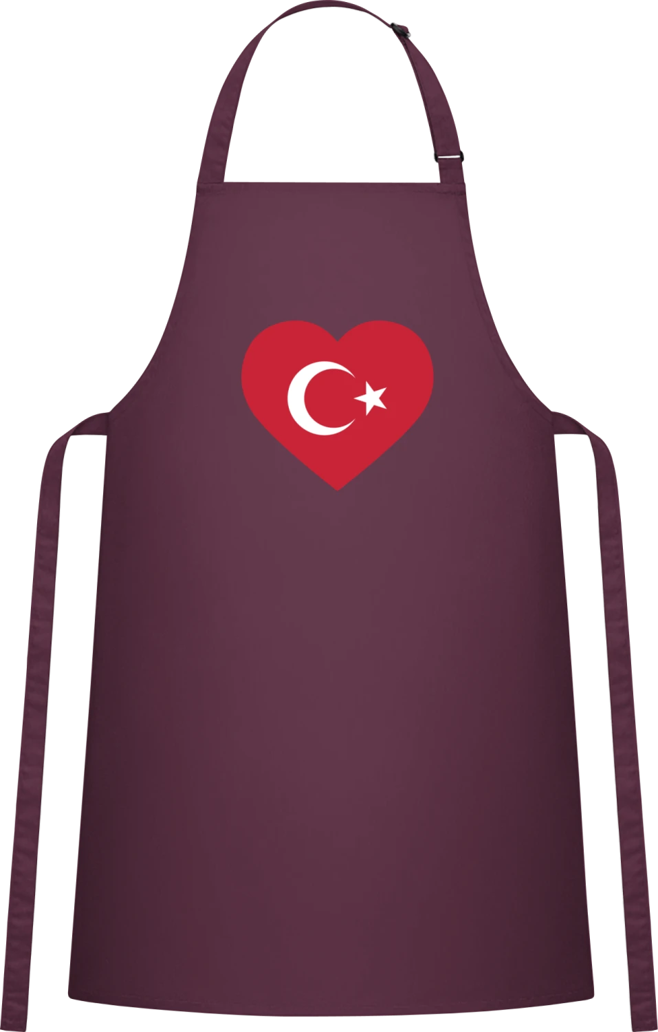 Turkey Heart Flag - Aubergine Cotton Bib Apron - Front