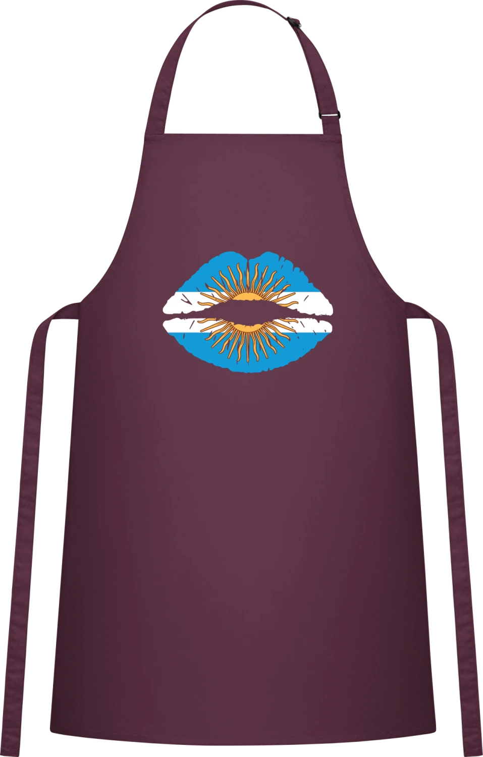 Argentinian Kiss Flag - Aubergine Cotton Bib Apron - Front