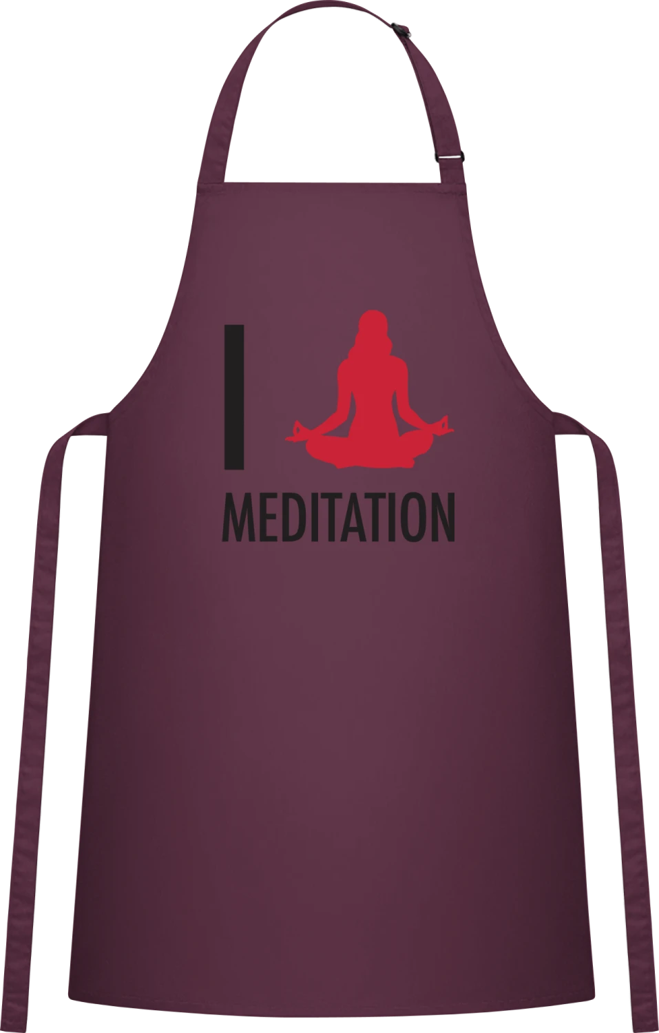 I Love Meditation - Aubergine Cotton Bib Apron - Front