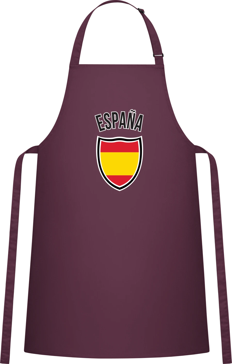 Espana Flag Shield - Aubergine Cotton Bib Apron - Front