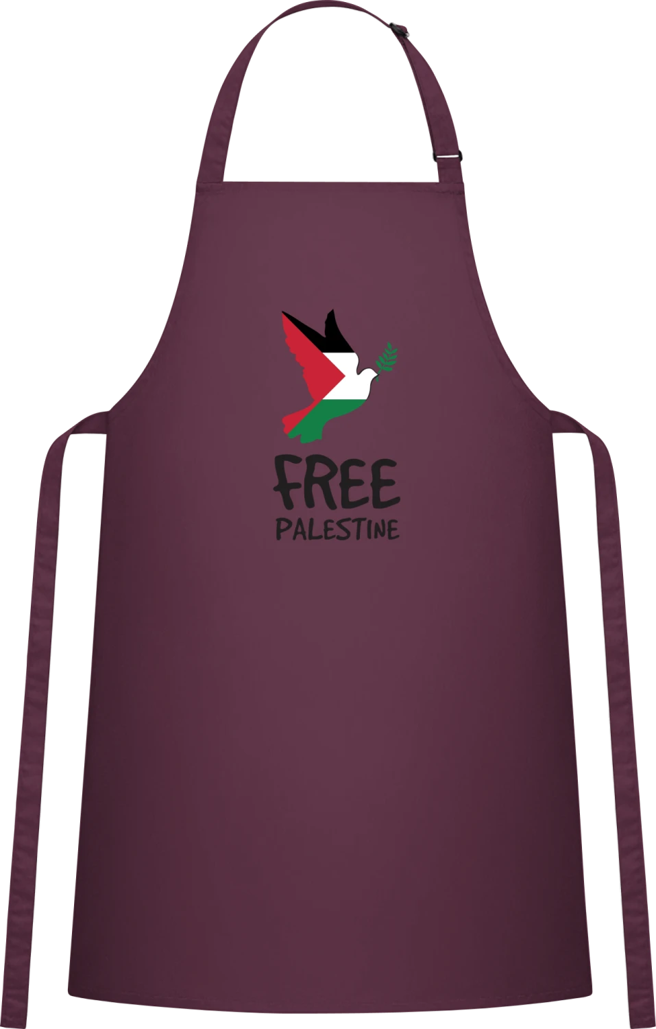 Free Palestine Dove Of Peace - Aubergine Cotton Bib Apron - Front