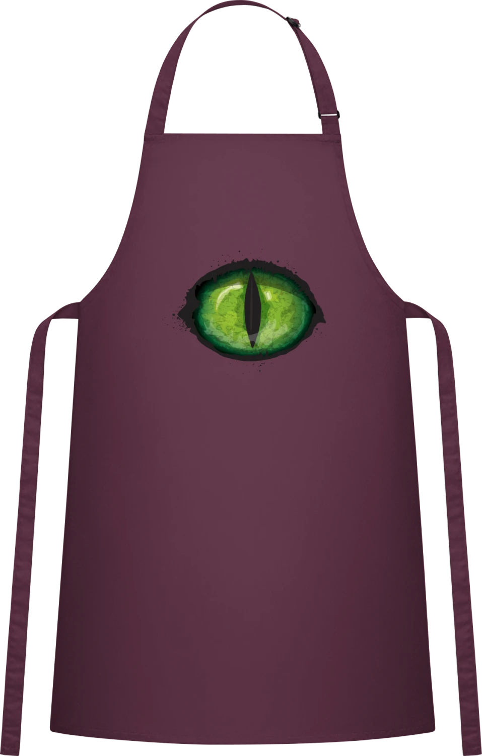 Scary Green Monster Eye - Aubergine Cotton Bib Apron - Front