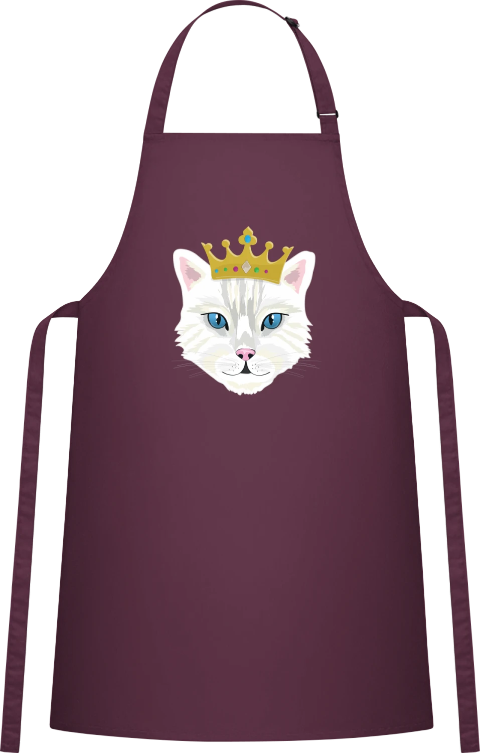 Princess Cat - Aubergine Cotton Bib Apron - Front