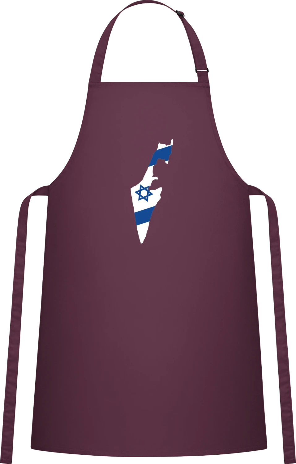 Israel Map - Aubergine Cotton Bib Apron - Front