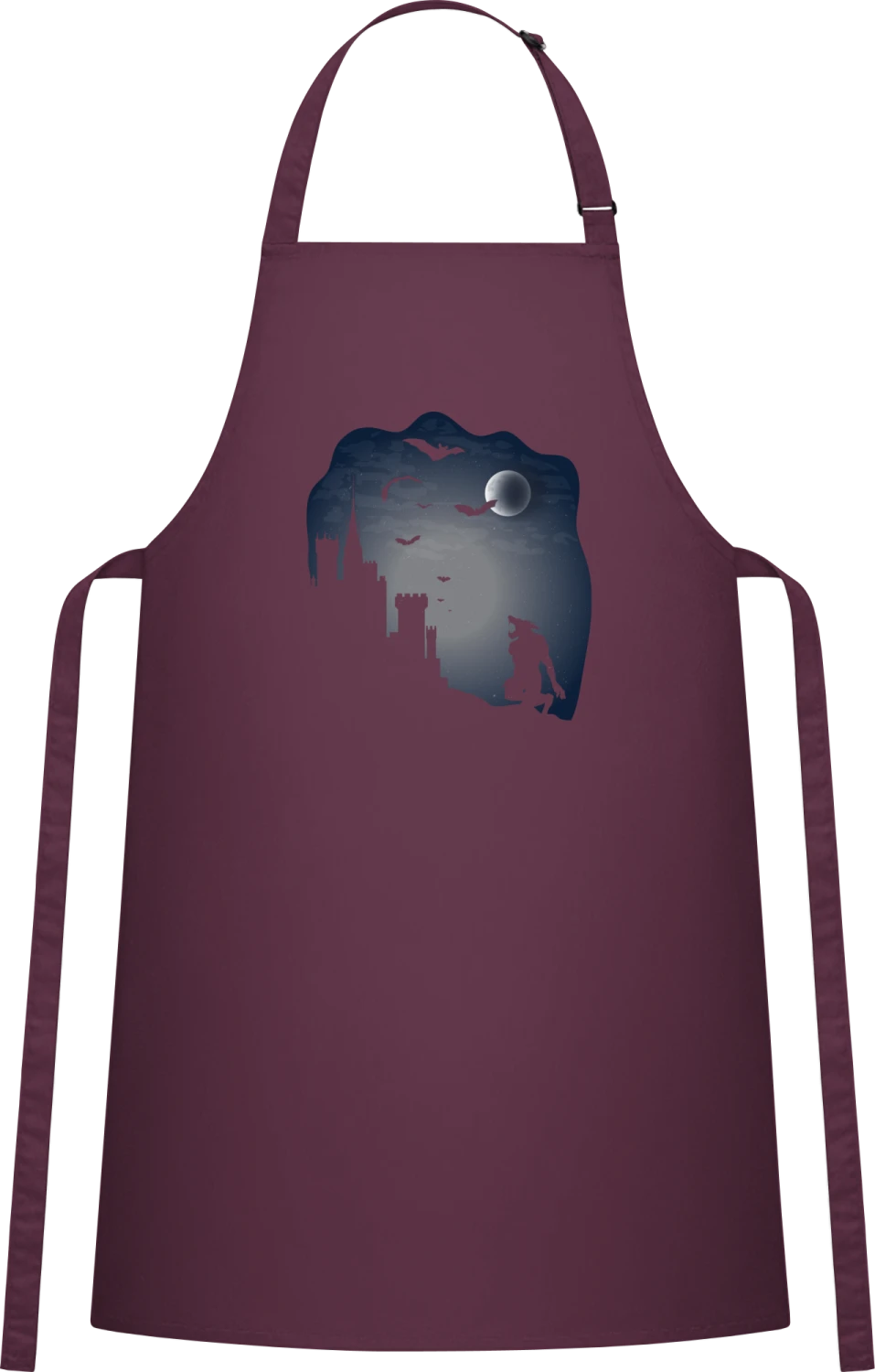 Werewolf Scene - Aubergine Cotton Bib Apron - Front