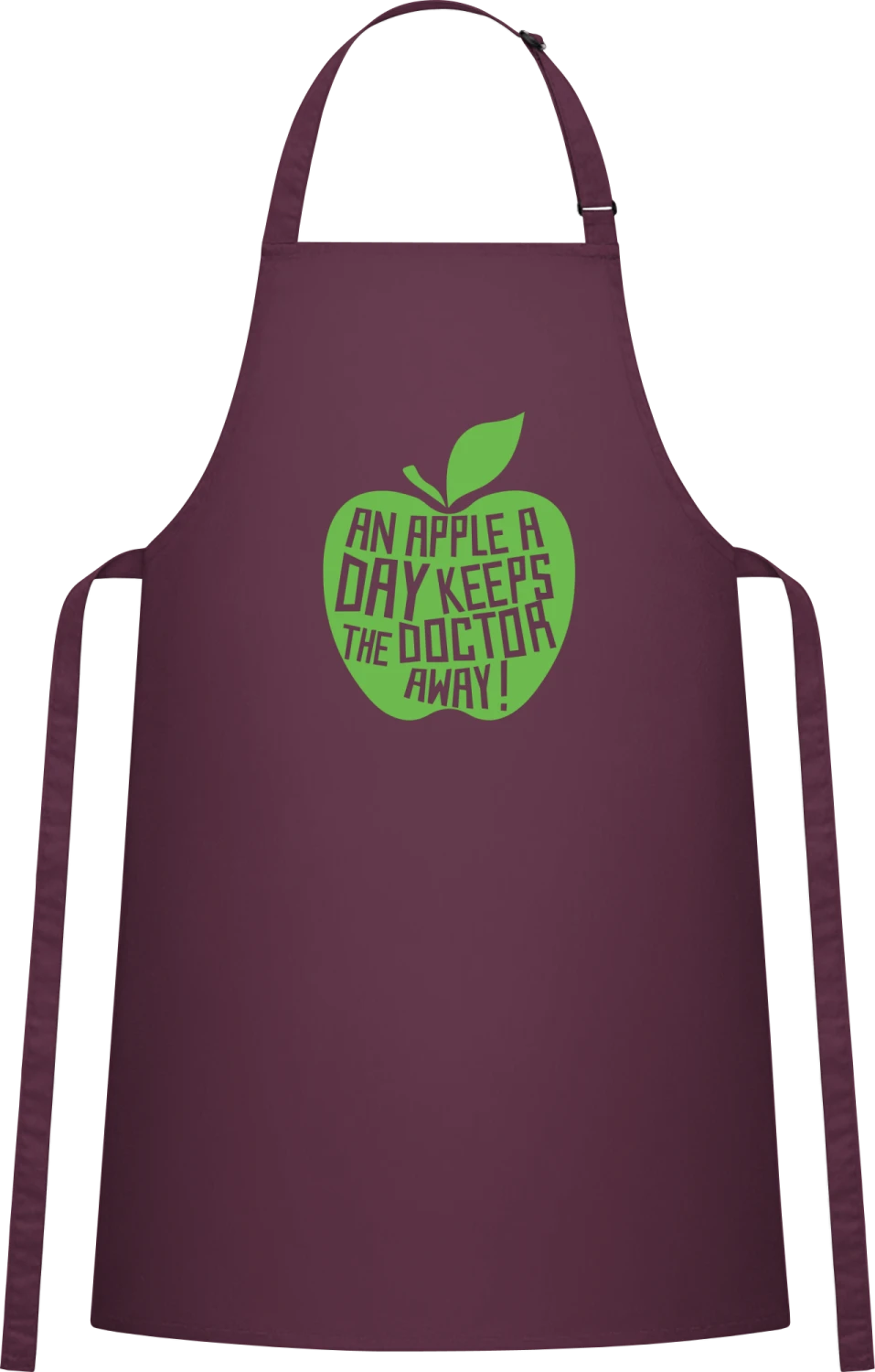 An Apple A Day Keeps The Doctor Away - Aubergine Cotton Bib Apron - Front