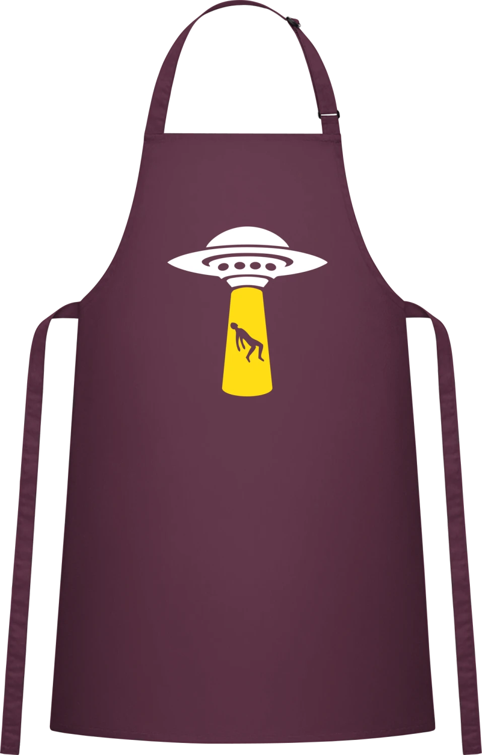 Extraterrestrian Abduction - Aubergine Cotton Bib Apron - Front