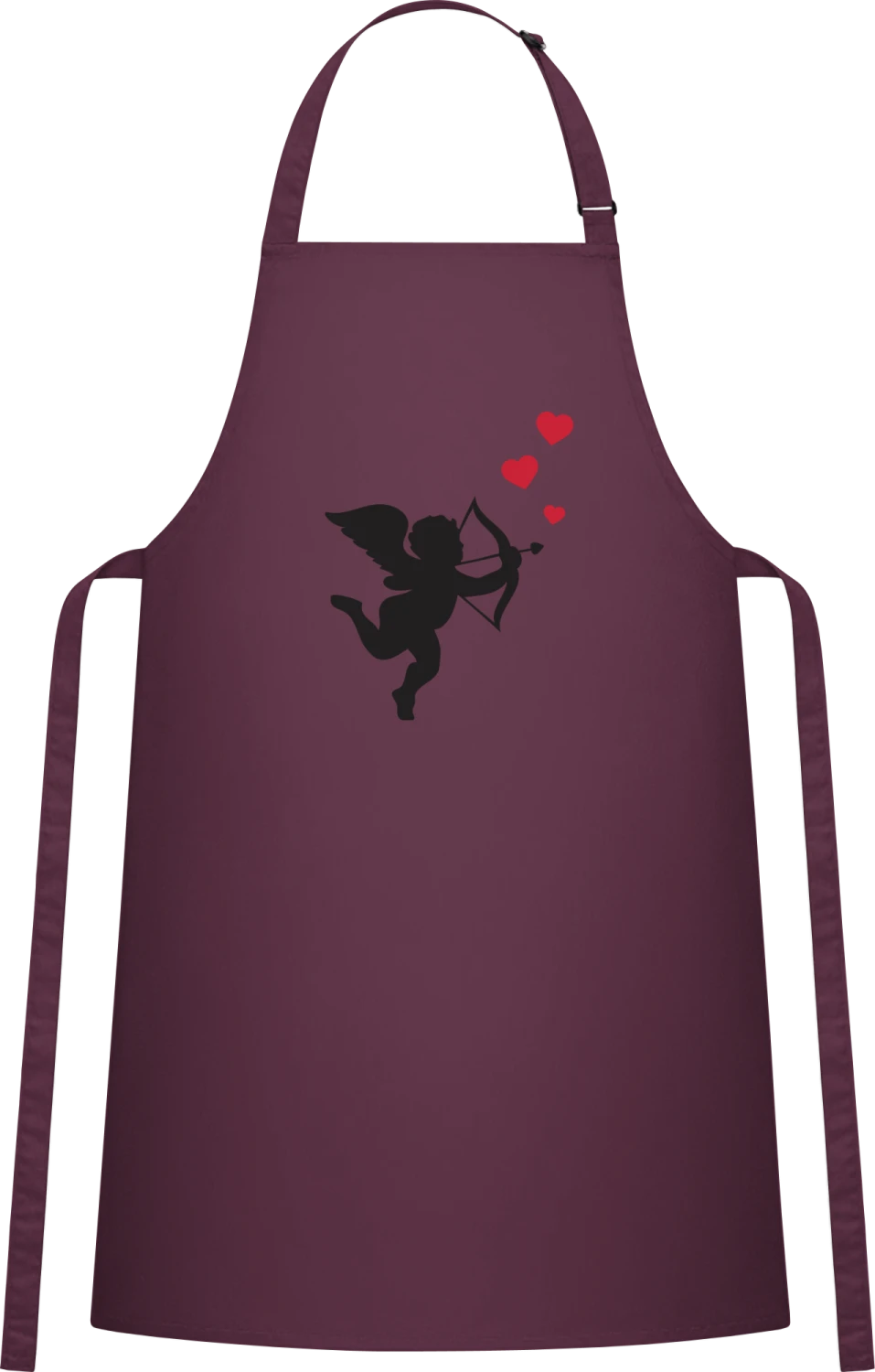 Amor Love Logo - Aubergine Cotton Bib Apron - Front