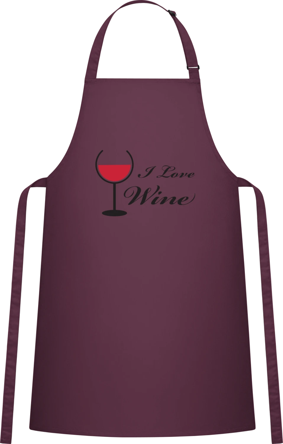 I Love Wine - Aubergine Cotton Bib Apron - Front