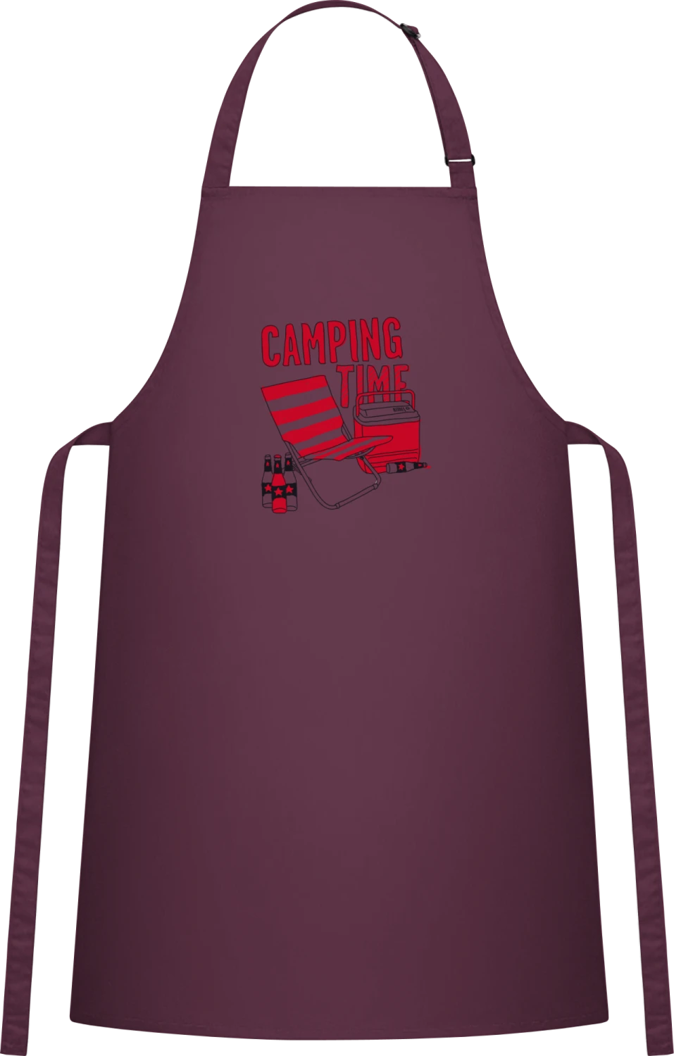 Camping Time - Aubergine Cotton Bib Apron - Front