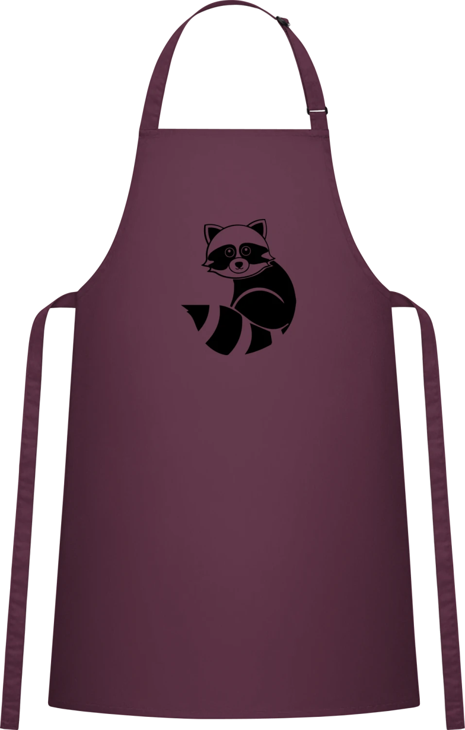 Raccoon Outline - Aubergine Cotton Bib Apron - Front