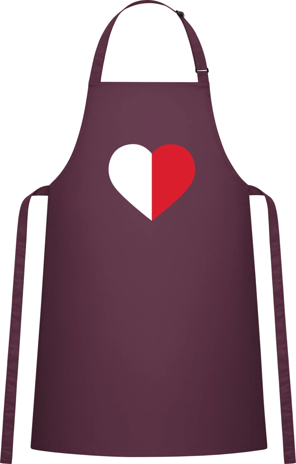 Malta Heart Flag - Aubergine Cotton Bib Apron - Front