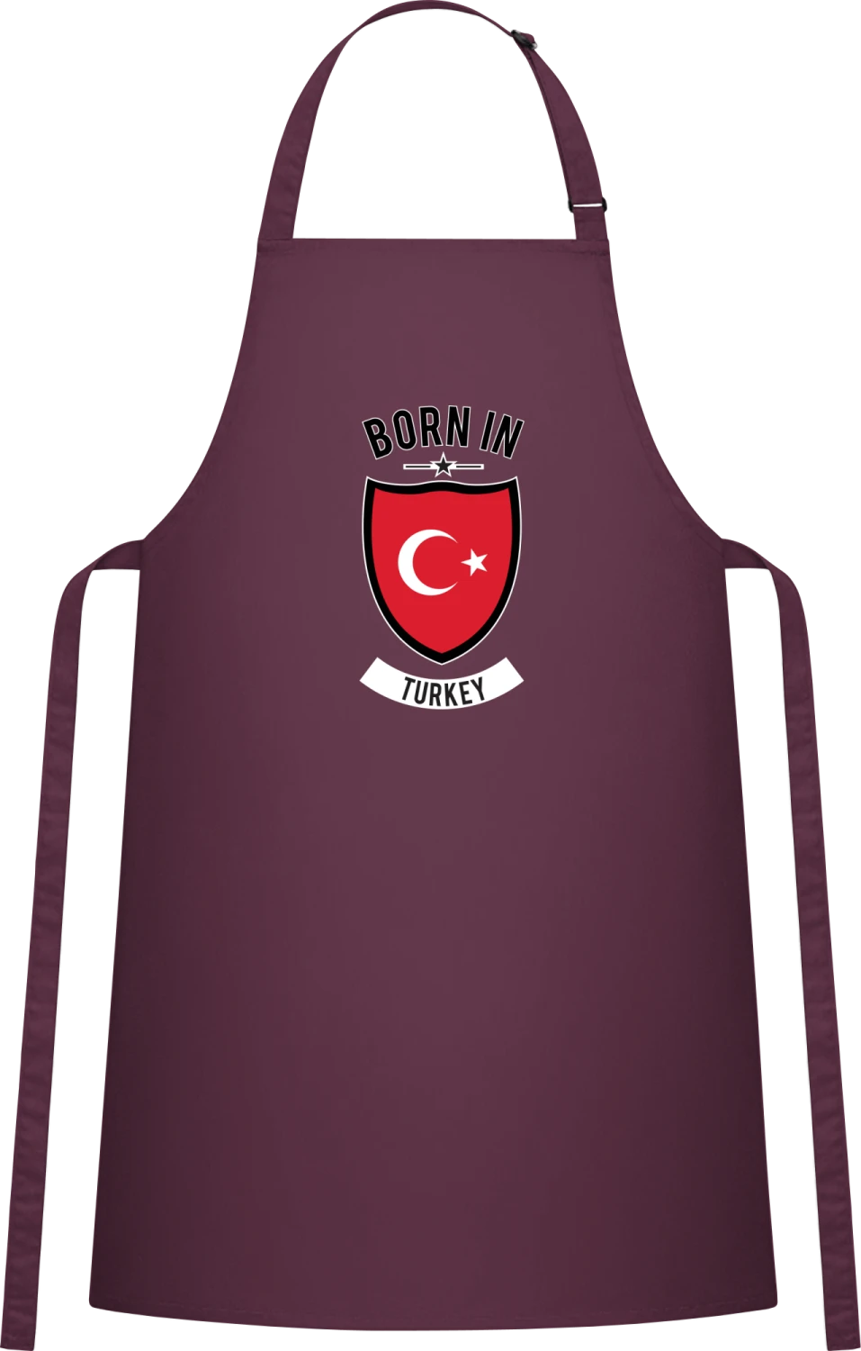 Born in Turkey - Aubergine Cotton Bib Apron - Front