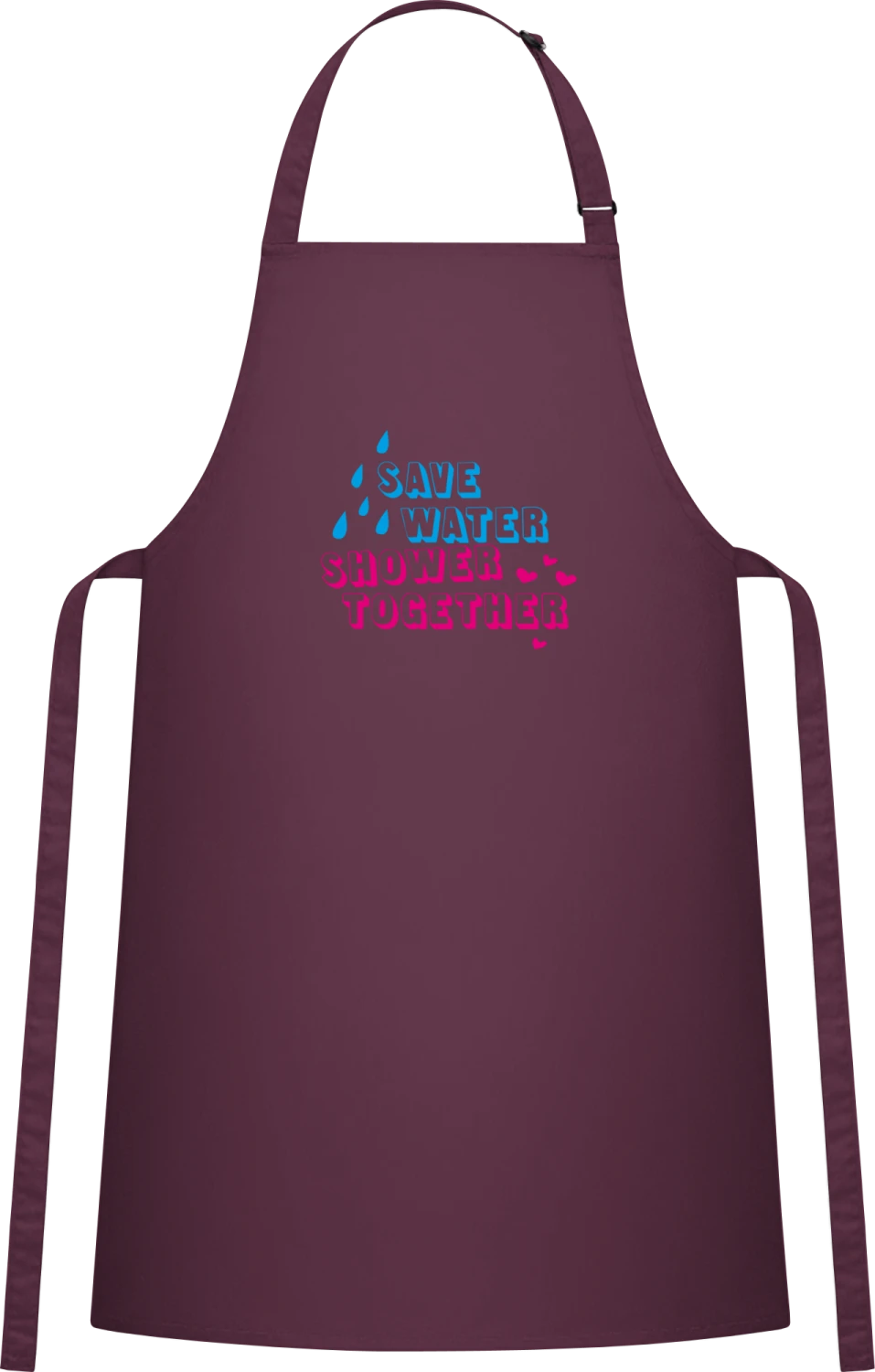 Save Water Shower Together - Aubergine Cotton Bib Apron - Front