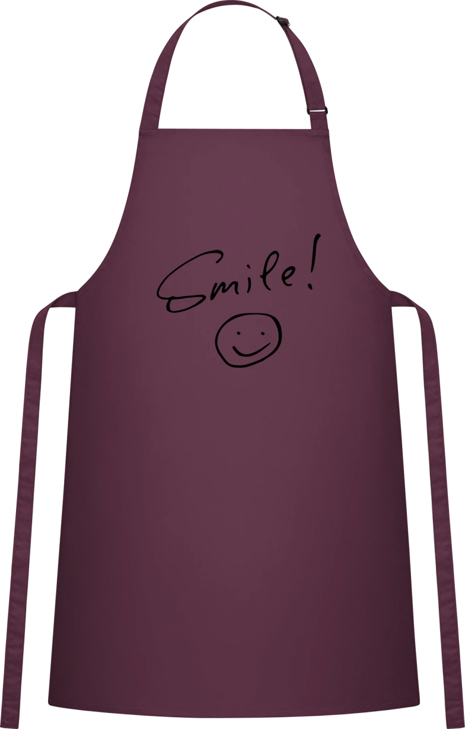 Smile Please - Aubergine Cotton Bib Apron - Front