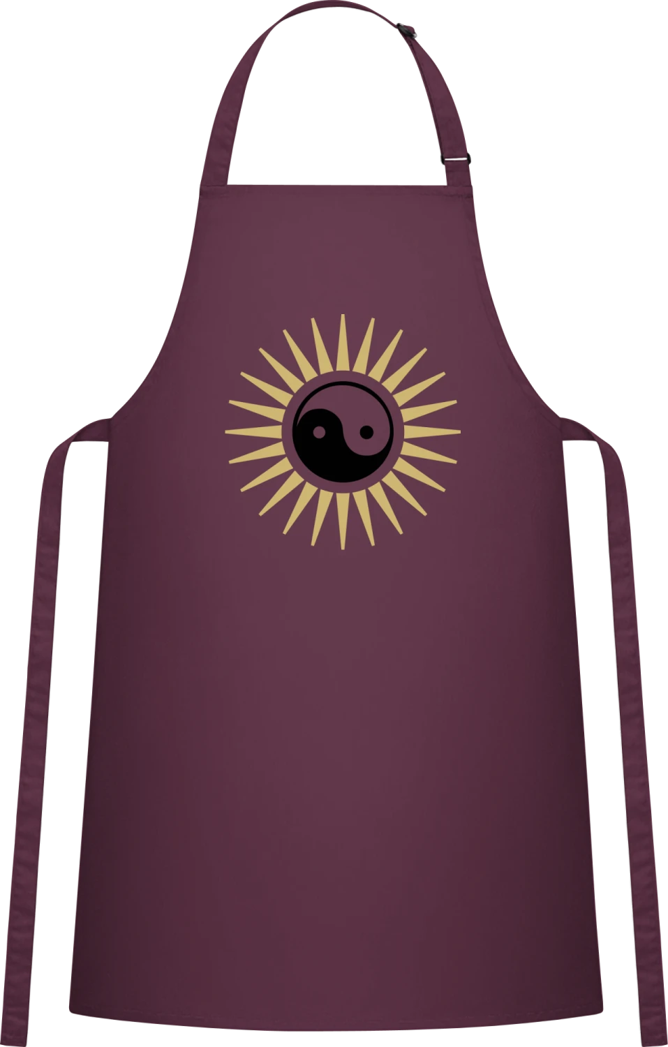 Yin and Yang Shining - Aubergine Cotton Bib Apron - Front