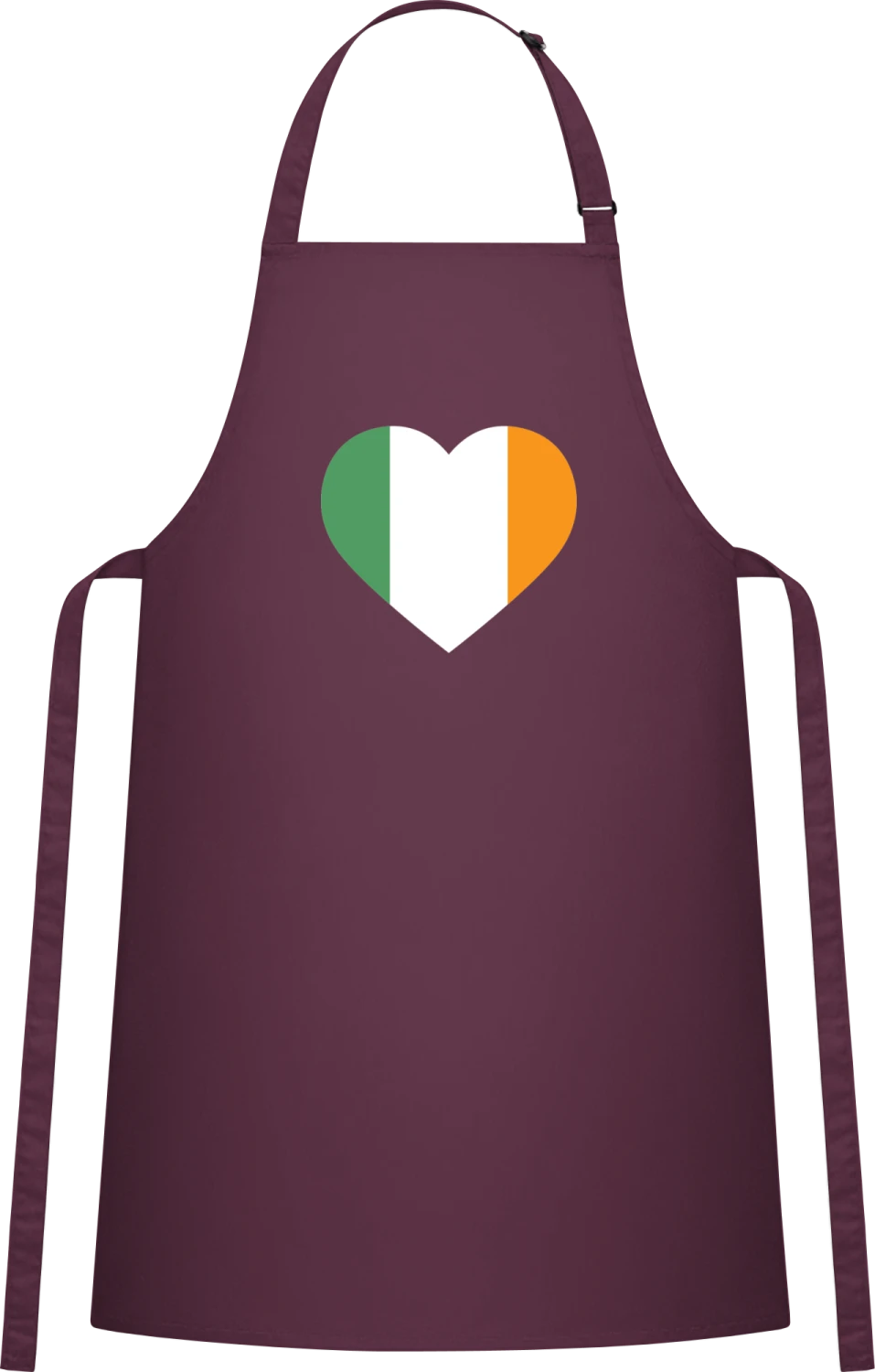 Ireland Heart - Aubergine Cotton Bib Apron - Front