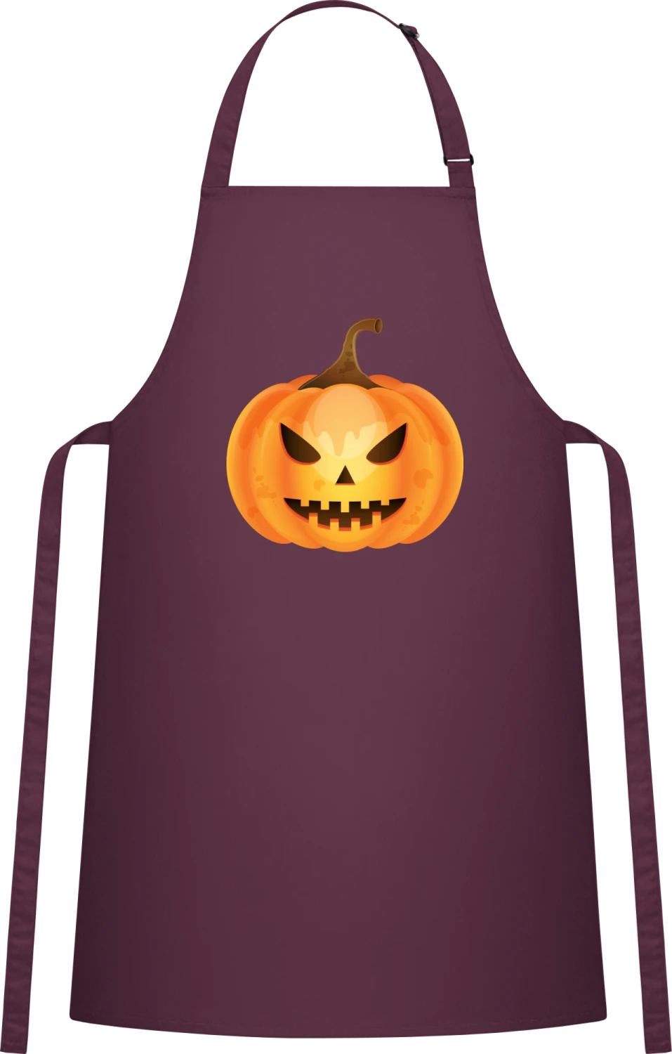 Trick Or Treat Pumpkin - Aubergine Cotton Bib Apron - Front