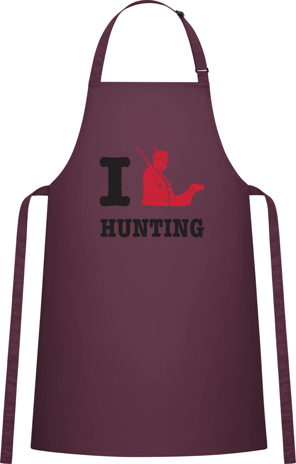 I Love Hunting - Aubergine Cotton Bib Apron - Front