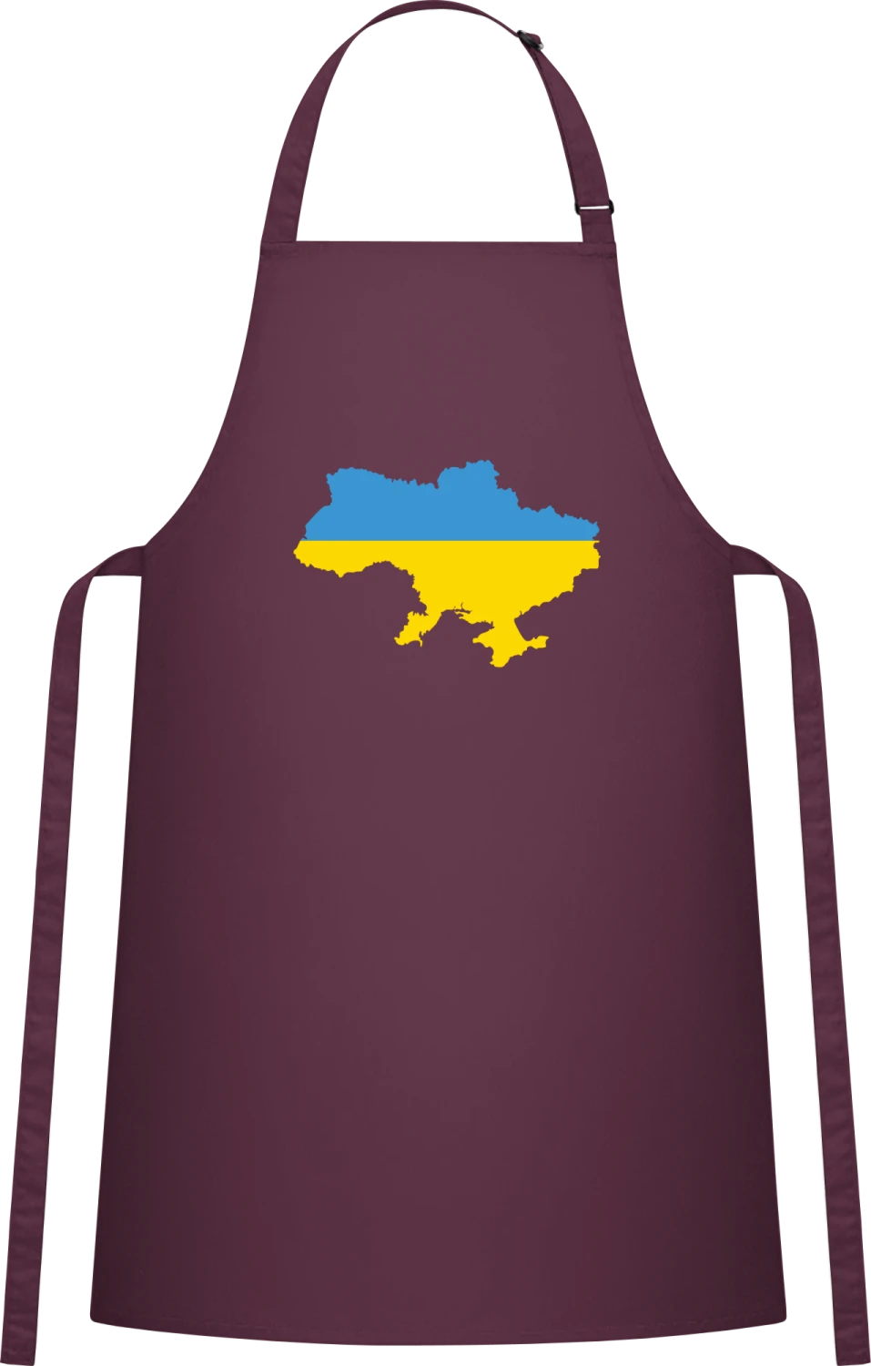 Ukraine Map - Aubergine Cotton Bib Apron - Front