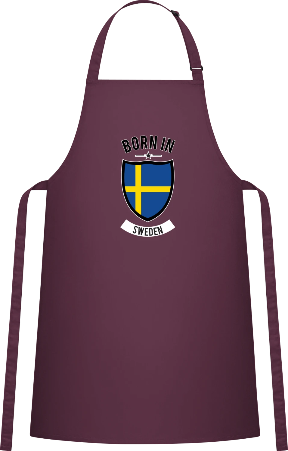 Born in Sweden - Aubergine Cotton Bib Apron - Front