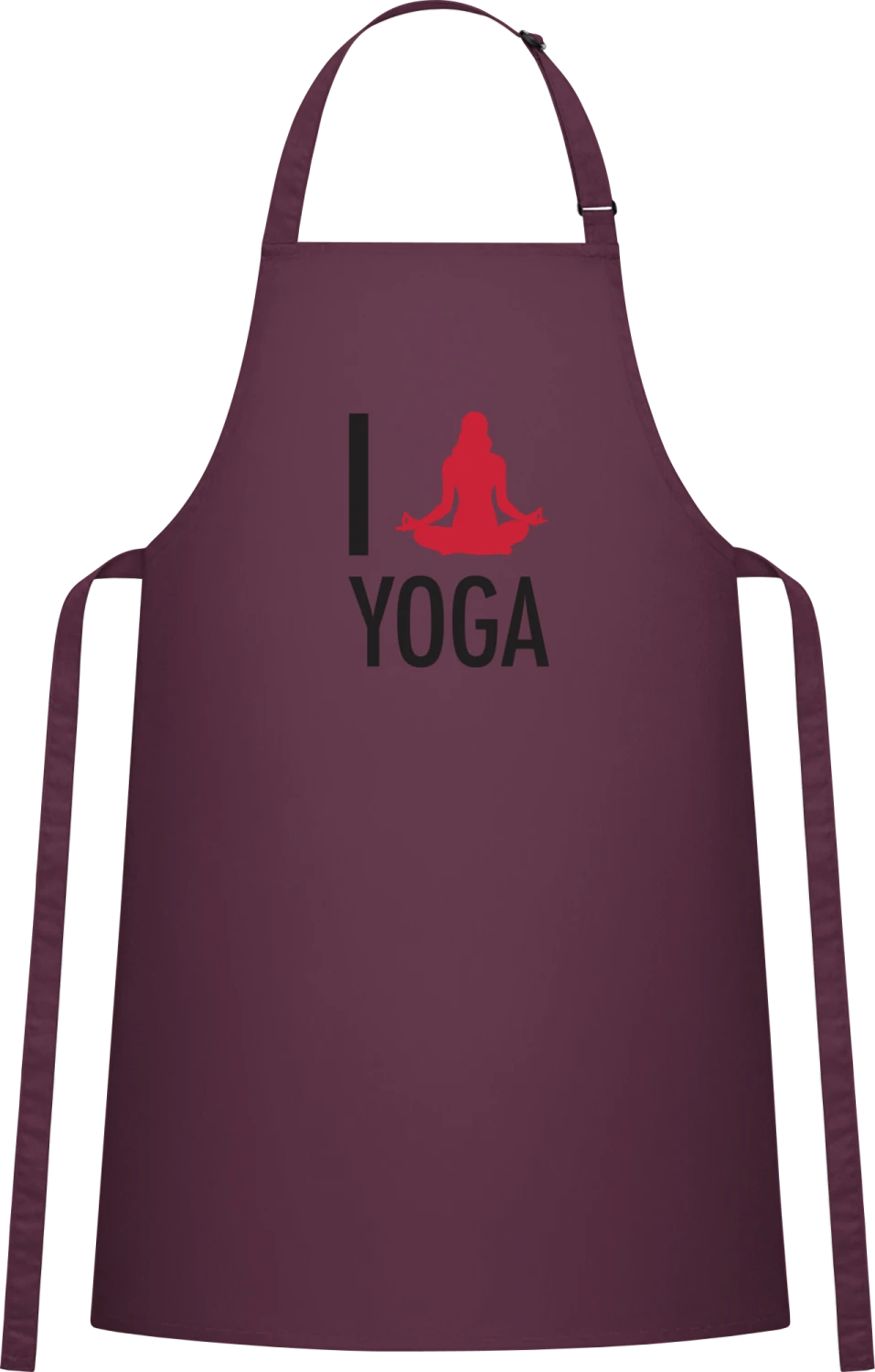 I Heart Yoga - Aubergine Cotton Bib Apron - Front