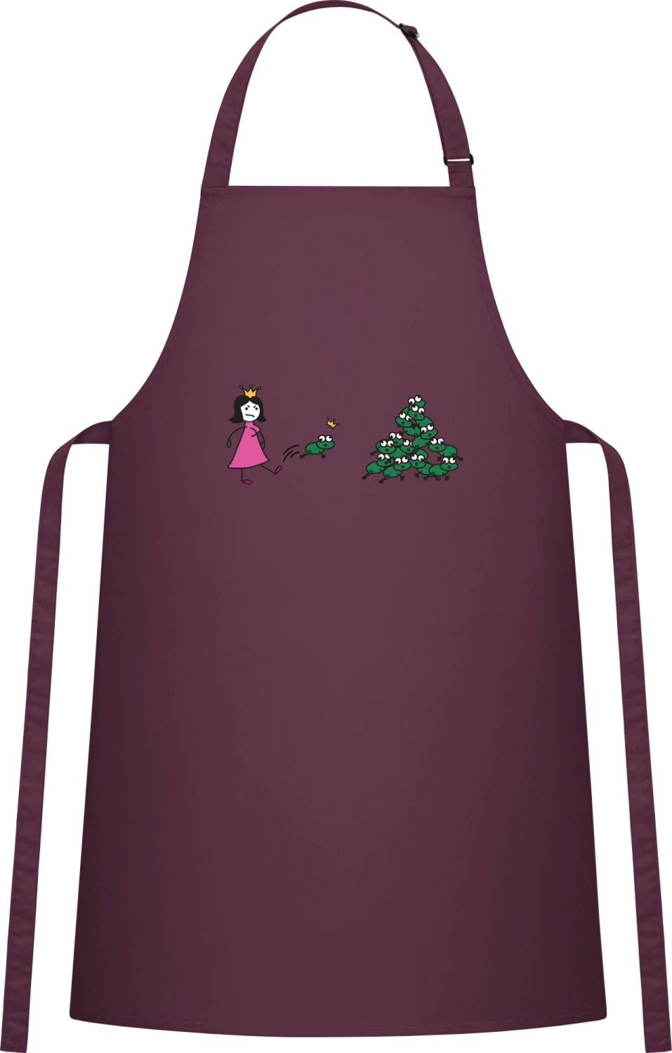 Angry Princess - Aubergine Cotton Bib Apron - Front