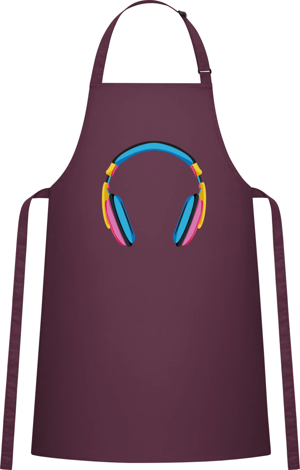 Funky Headphone - Aubergine Cotton Bib Apron - Front