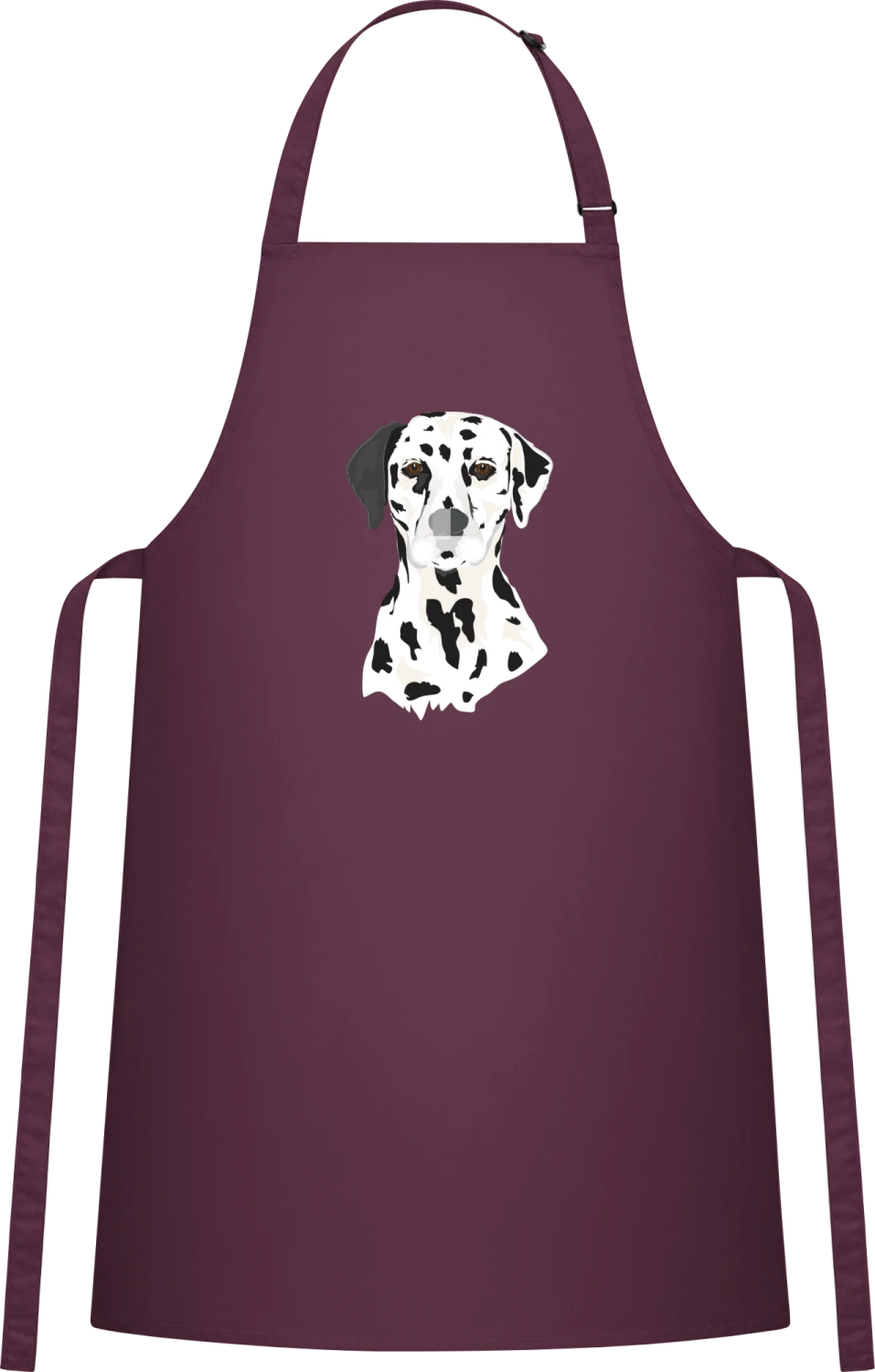 Dalmatian Head Realistic - Aubergine Cotton Bib Apron - Front