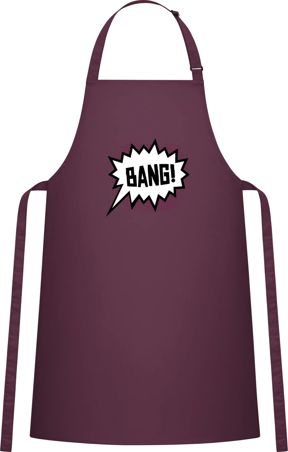 Bang Comic - Aubergine Cotton Bib Apron - Front