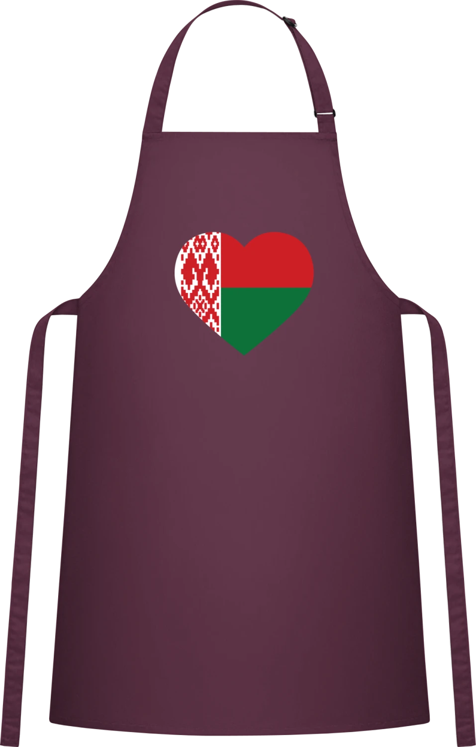 Belarus Heart Flag - Aubergine Cotton Bib Apron - Front